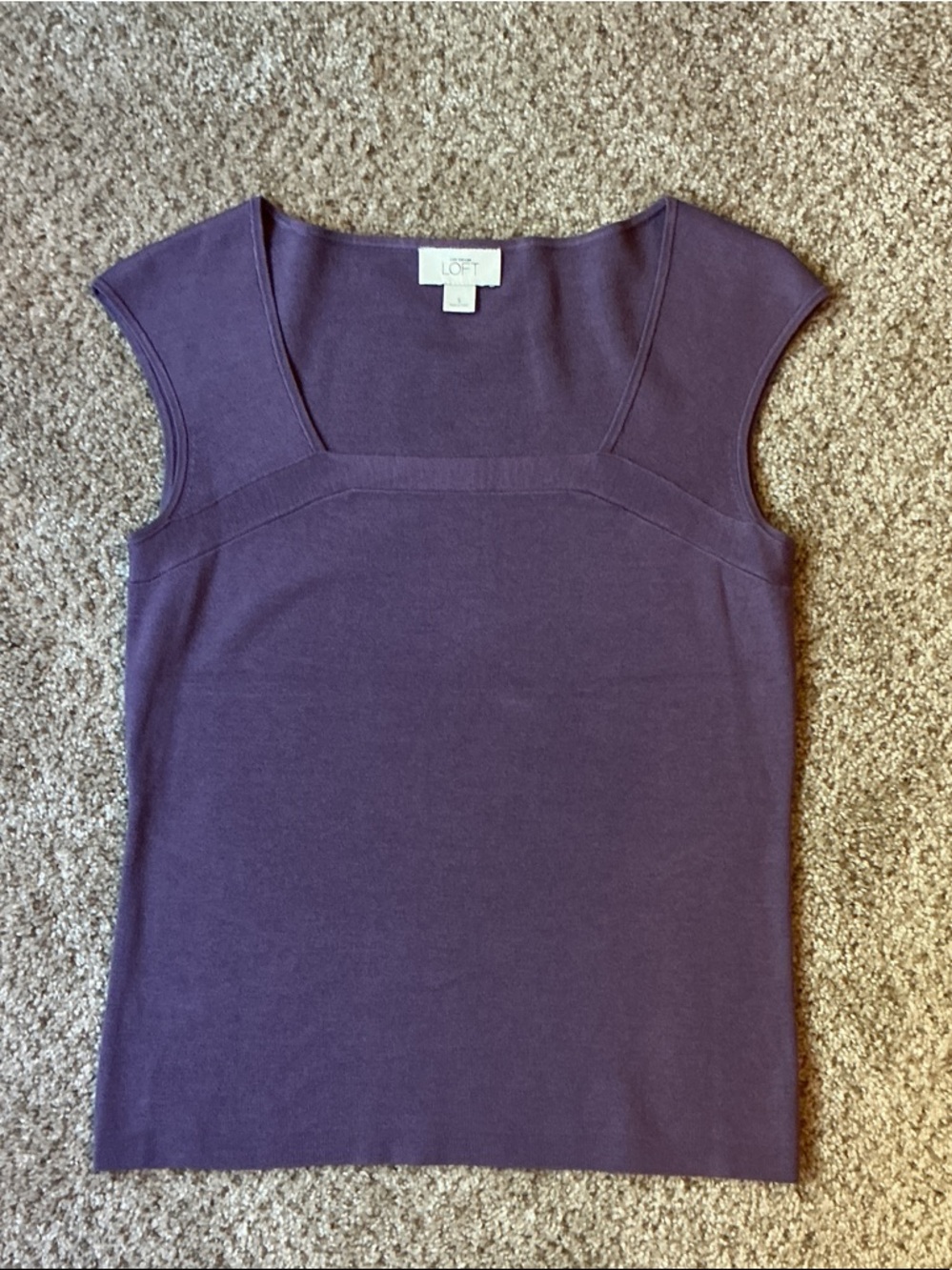 LOFT Purple Square-Neck Cap Sleeve Tank
